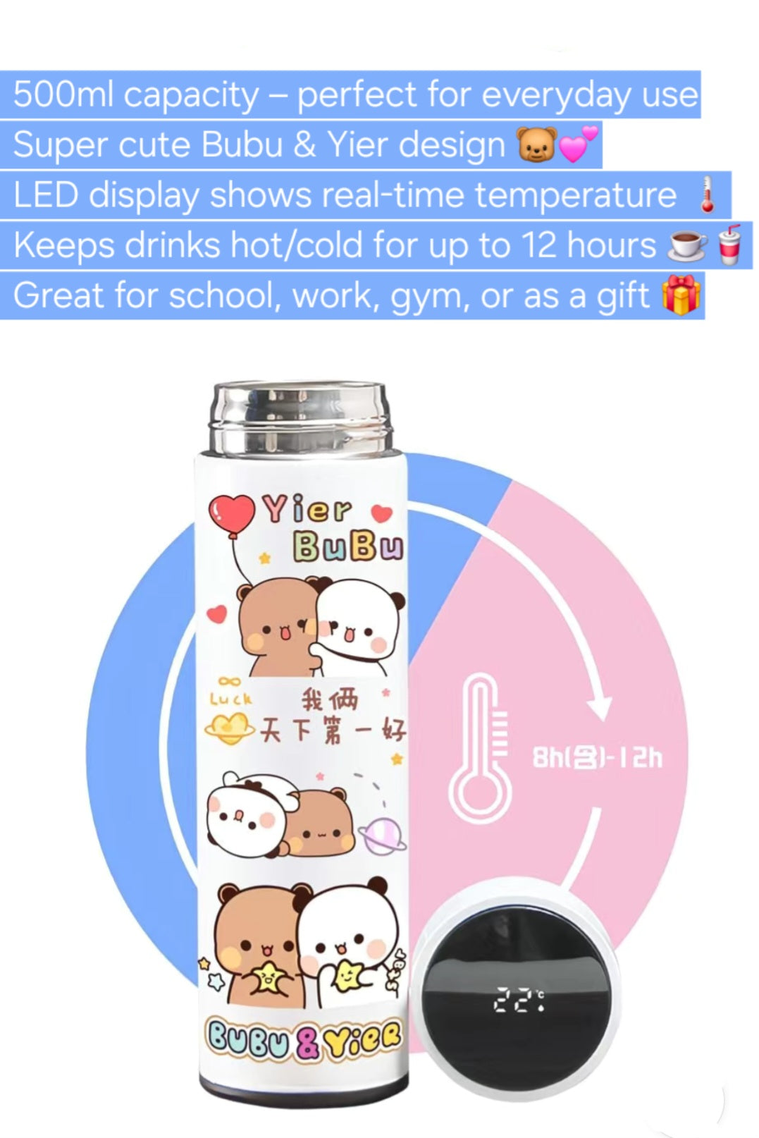 Intelligente Thermosflasche + Gratis-Bürste & Schutzhülle