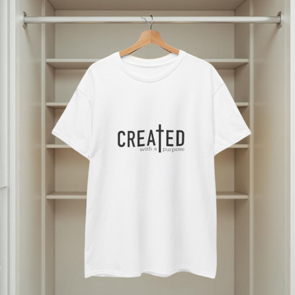 T-Shirt mit dem Aufdruck „Created/Purpose“ 
