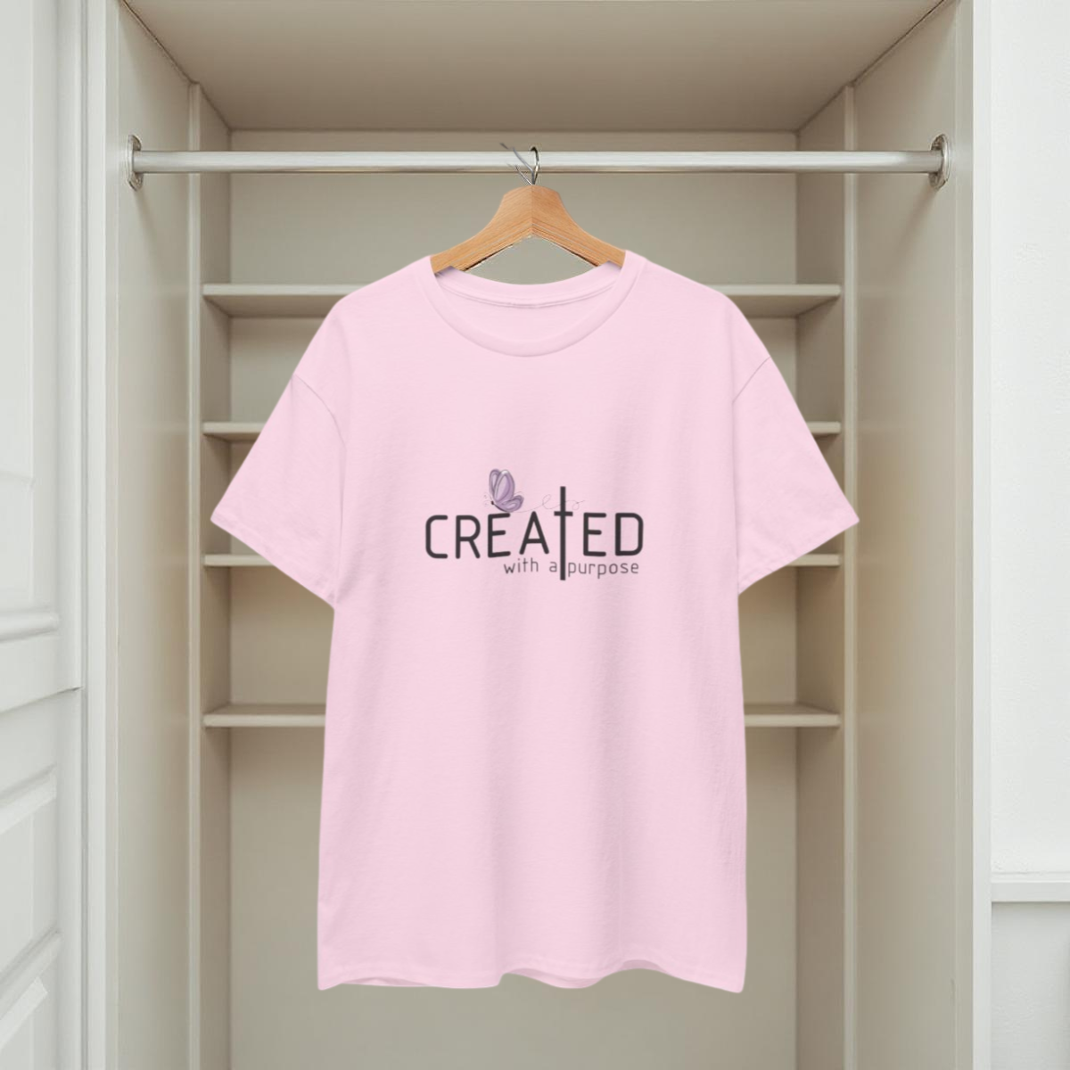 T-Shirt mit dem Aufdruck „Created/Purpose“ 