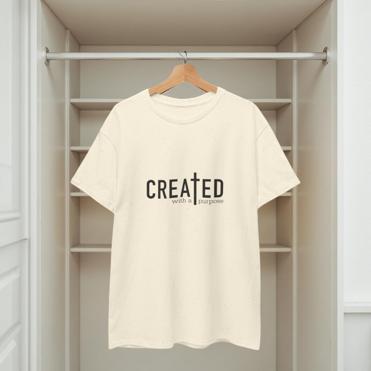 T-Shirt mit dem Aufdruck „Created/Purpose“ 