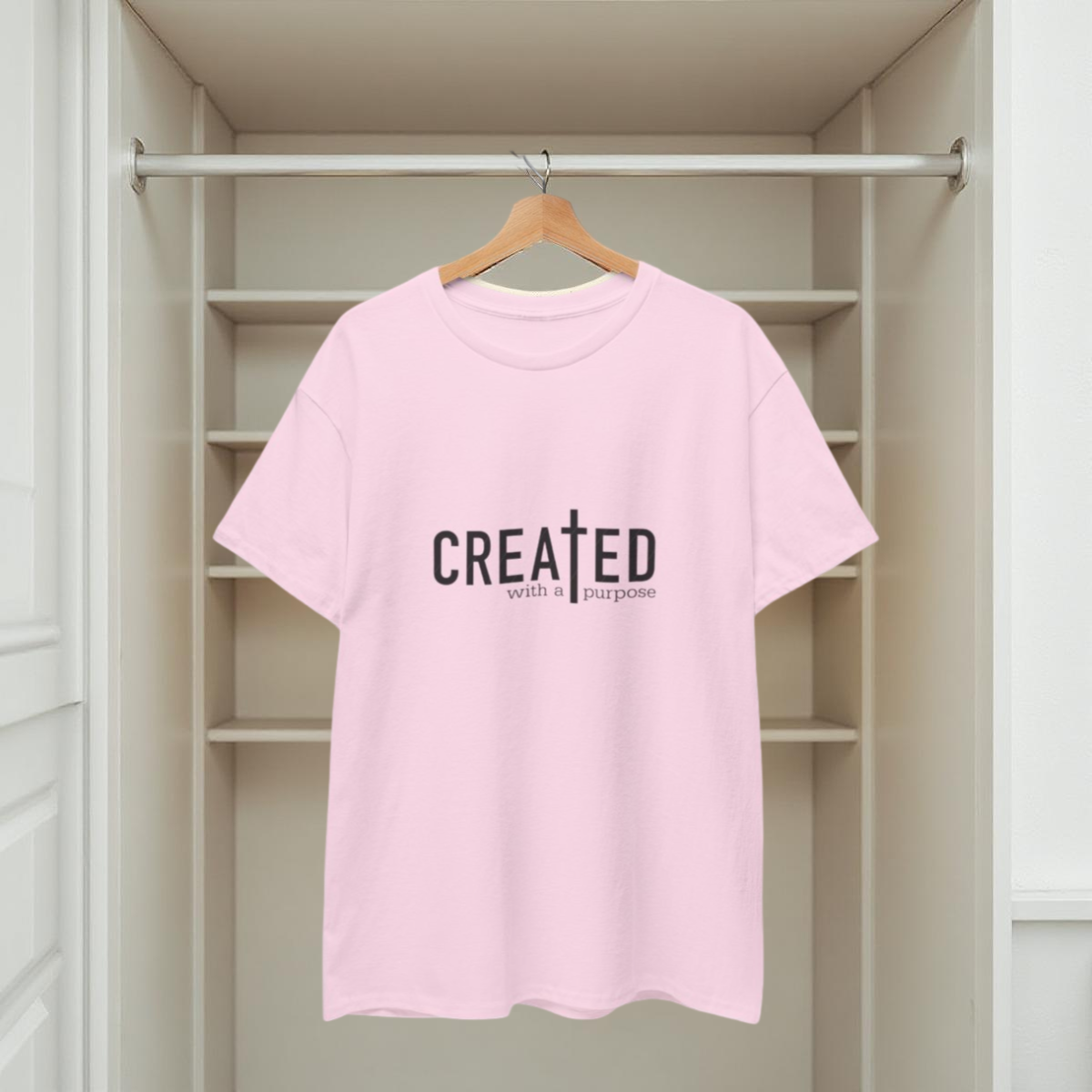 T-Shirt mit dem Aufdruck „Created/Purpose“ 