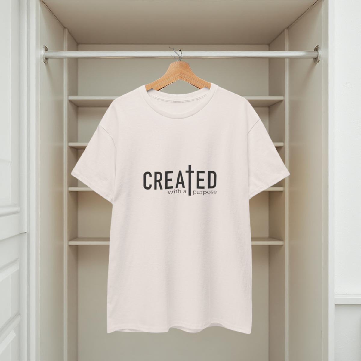 T-Shirt mit dem Aufdruck „Created/Purpose“ 