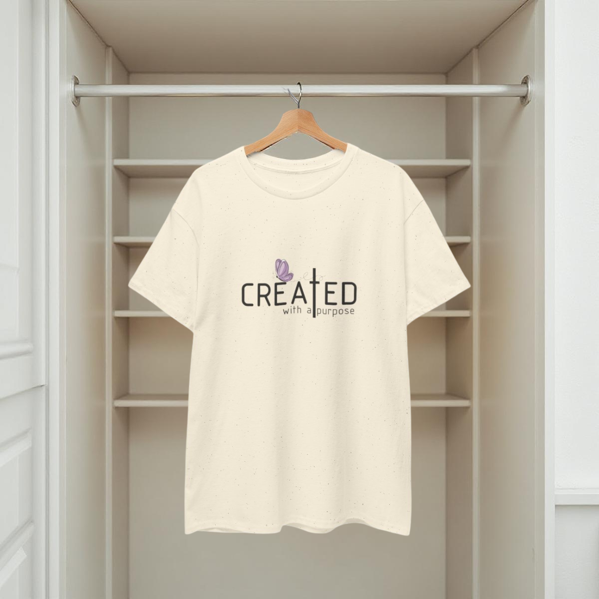 T-Shirt mit dem Aufdruck „Created/Purpose“ 