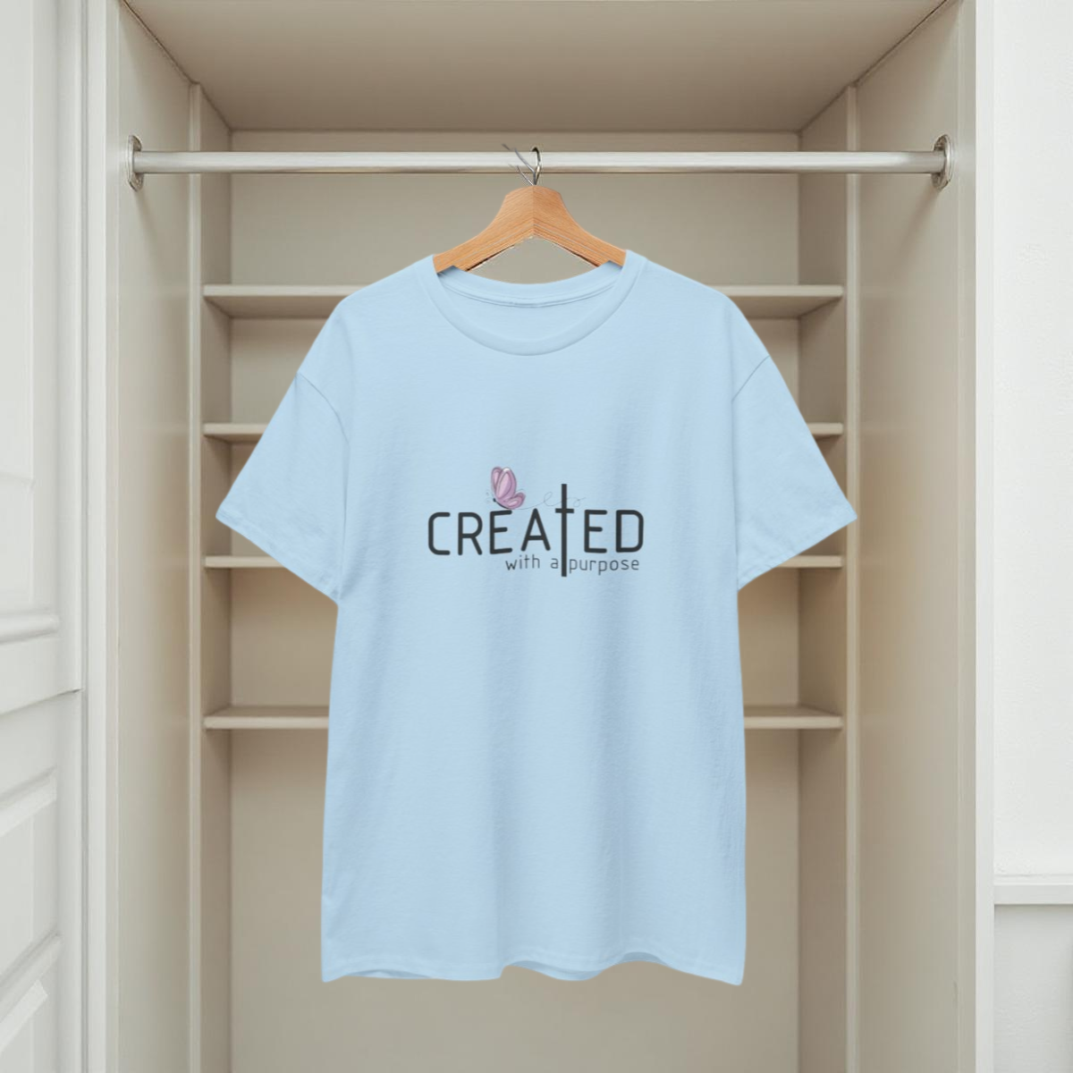 T-Shirt mit dem Aufdruck „Created/Purpose“ 