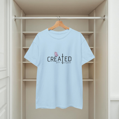 T-Shirt mit dem Aufdruck „Created/Purpose“ 