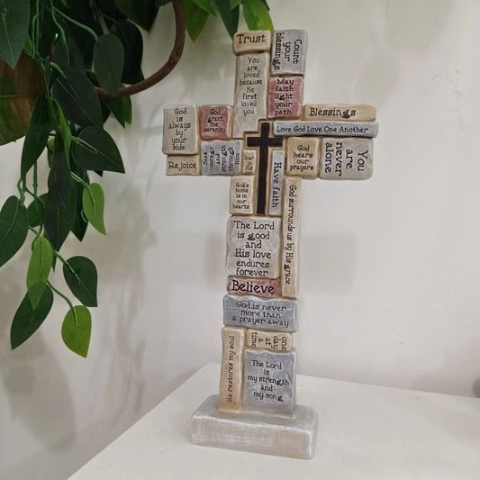 Religious Decoration Cross with Inspirational Quotes