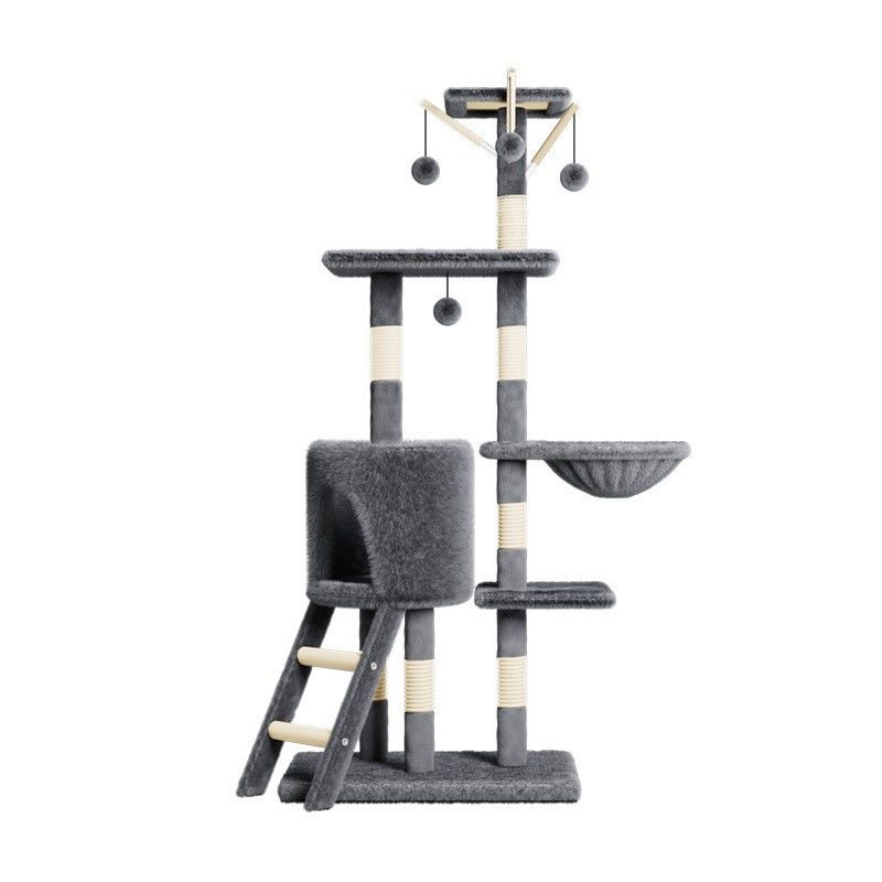 133 CM Multi-level Cat Tree with Scratching Posts and Condo