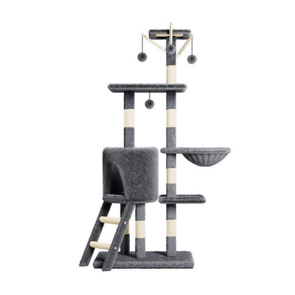 133 CM Multi-level Cat Tree with Scratching Posts and Condo