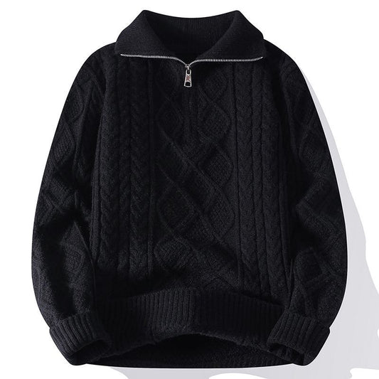 Pull à demi-zip en maille torsadée